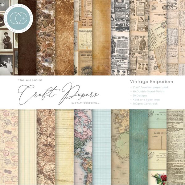 Craft Consortium Double-Sided Paper Pad 6"X6" -- Vintage Emporium
