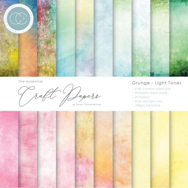 Craft Consortium Double-Sided Paper Pad 6"X6" -- Grunge, Light Tones