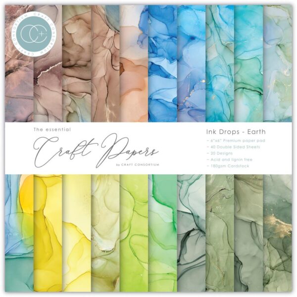 Craft Consortium Double-Sided Paper Pad 6"X6" -- Ink Drops, Earth
