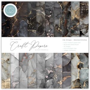 Craft Consortium Double-Sided Paper Pad 6"X6" -- Ink Drops, Monochrome