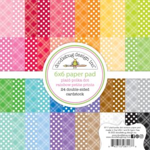 Doodlebug Design Petite Prints Double-Sided Paper Pad 6"X6" - Plaid-Polka Dot