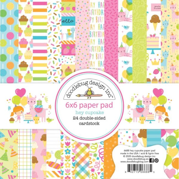 Doodlebug Design Double-Sided Paper Pad 6"X6" - Hey Cupcake