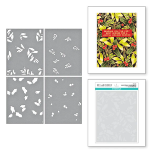 Layered Glimmer Holly Background Stencil STN-057
