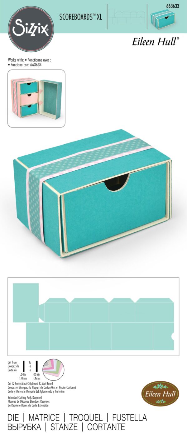 Sizzix ScoreBoards XL Die - Box, Stacking Drawer By Eileen Hull
