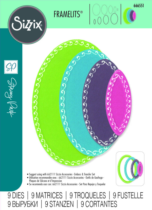 Sizzix® Framelits® Die Set 9PK - Fanciful Framelits, Clare Classic Ovals by Stacey Park