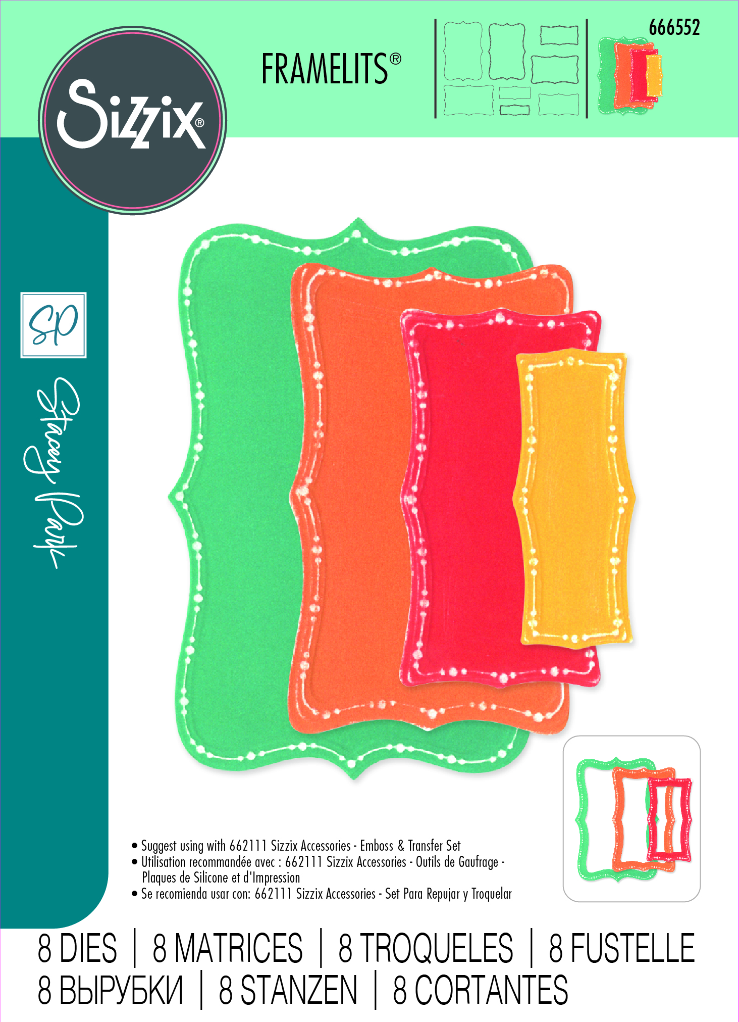 Sizzix® Framelits® Die Set 8PK - Fanciful Framelits, Doris Dotted Top Note by Stacey Park