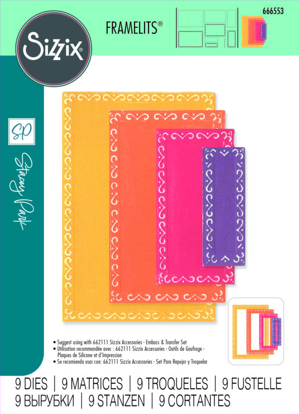 Sizzix® Framelits® Die Set 9PK - Fanciful Framelits, Renee Deco Rectangles by Stacey Park