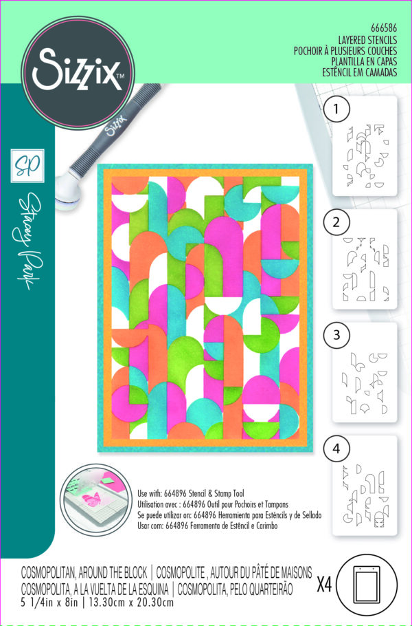 Sizzix™ A6 Layered Stencils 4PK – Cosmopolitan, Around the Block by Stacey Park