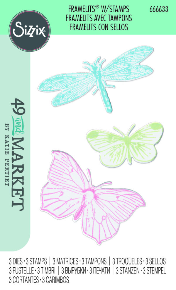 Sizzix® Framelits® Die Set 3PK w/3PK Stamps - Engraved Wings by 49 and Market