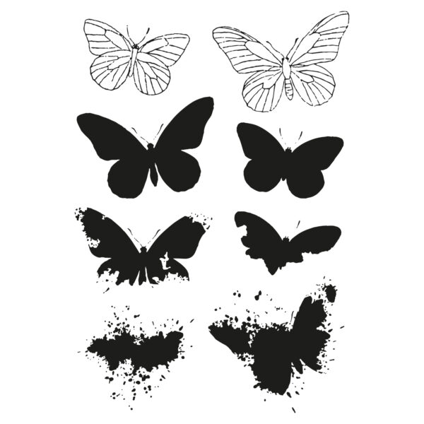 Sizzix™ A5 Clear Stamps Set 8PK w/2PK Framelits® Die Set Painted Pencil Butterflies by 49 and Market - Image 3