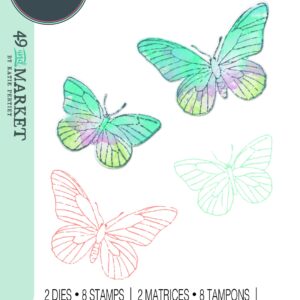 Sizzix™ A5 Clear Stamps Set 8PK w/2PK Framelits® Die Set Painted Pencil Butterflies by 49 and Market