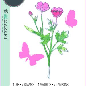 Sizzix™ A5 Clear Stamps Set 7PK w/ Framelits® Die Set Painted Pencil Botanical by 49 and Market