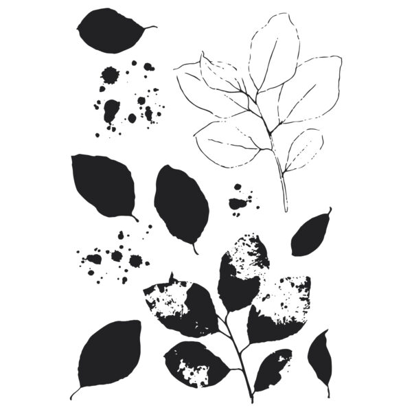 Sizzix™ A5 Clear Stamps Set 11PK w/ Framelits® Die Set Painted Pencil Leaves by 49 and Market - Image 3