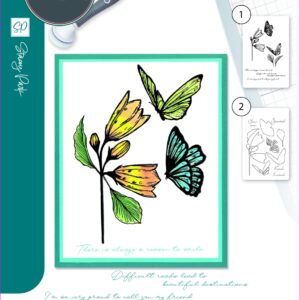 Sizzix A5 Clear Stamps Set 8PK W/Stencil – Cosmopolitan, Farfallina By Stacey Park