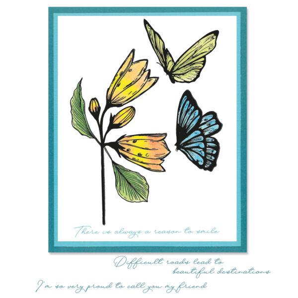 Sizzix A5 Clear Stamps Set 8PK W/Stencil – Cosmopolitan, Farfallina By Stacey Park - Image 2