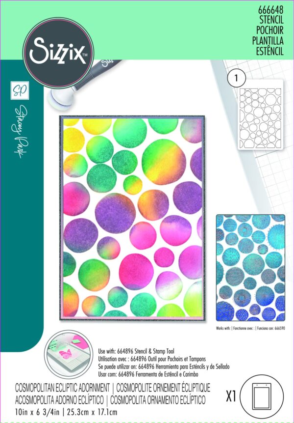 Sizzix A5 Stencil 1PK – Cosmopolitan, Ecliptic Adornment By Stacey Park