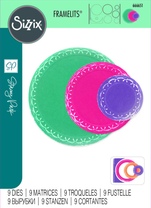 Sizzix Framelits Die Set 9PK - Fanciful Framelits, Alena Arched Circles By Stacey Park
