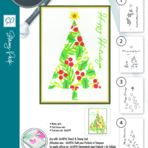 Sizzix A6 Layered Stencils 4PK Cosmopolitan Christmas, Happy Holidays By Stacey Park