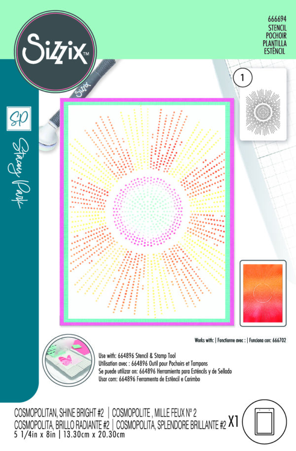 Sizzix A6 Stencil 1PK - Cosmopolitan, Shine Bright #2 By Stacey Park