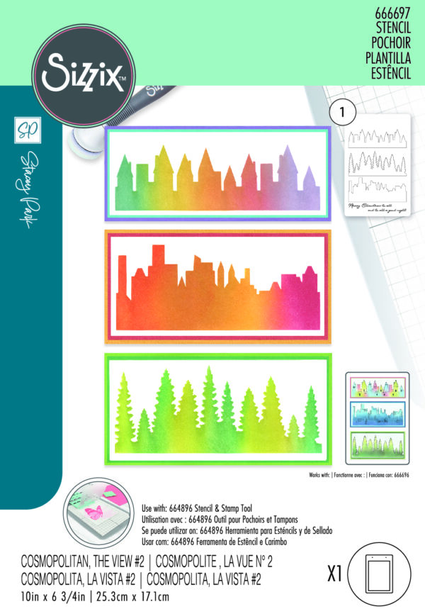 Sizzix A5 Stencil 1PK - Cosmopolitan, The View #2 By Stacey Park