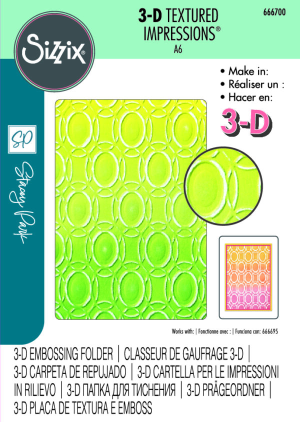 Sizzix 3-D Textured Impressions Embossing Folder - Cosmopolitan, Golden Rings By Stacey Park