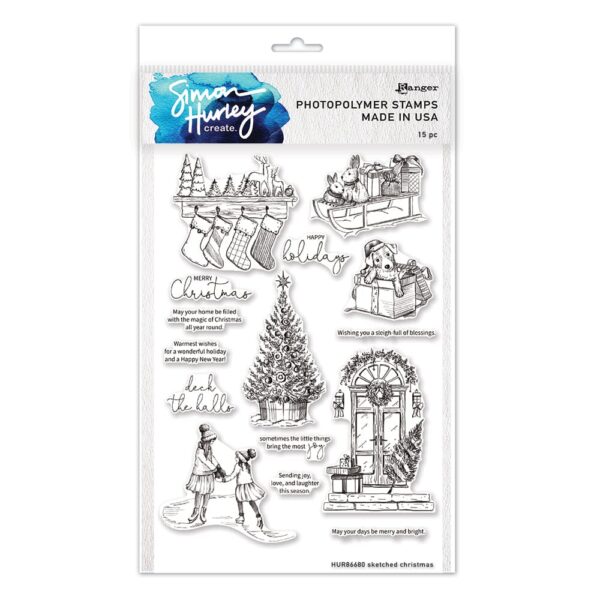 Simon Hurley create. Photopolymer Stamp -- Sketched Christmas