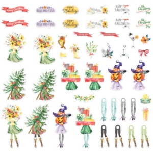 Dancin' Watercolor Holidays Printed Die Cuts