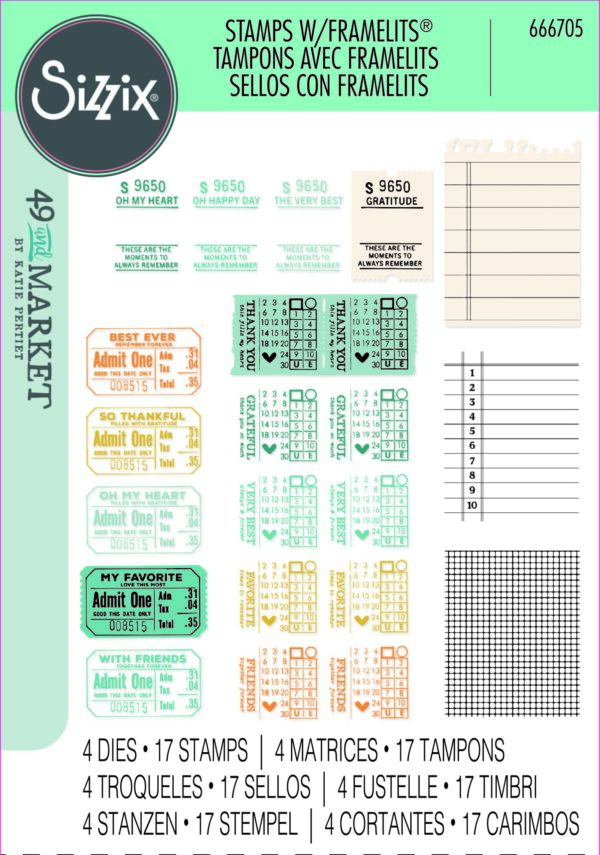 Sizzix A5 Clear Stamps 17PK w/4PK Framelits Die - Forever Journal Essentials by 49 and Market