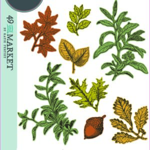 Sizzix A5 Clear Stamps 8PK w/8PK Framelits Die - Forever Leaves by 49 and Market