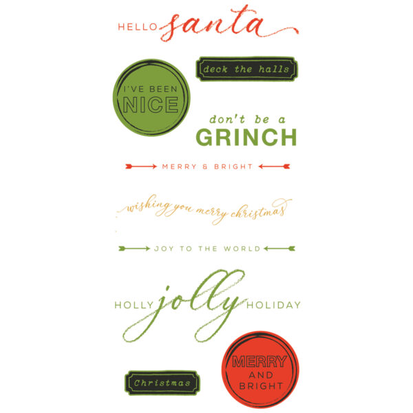 Sizzix Clear Stamps 10PK w/4PK Framelits Die - Jolly Sentiments by 49 and Market - Image 2
