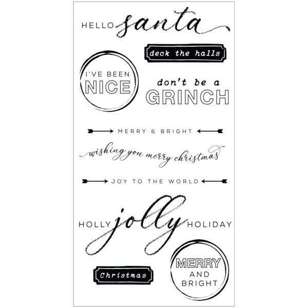 Sizzix Clear Stamps 10PK w/4PK Framelits Die - Jolly Sentiments by 49 and Market - Image 3