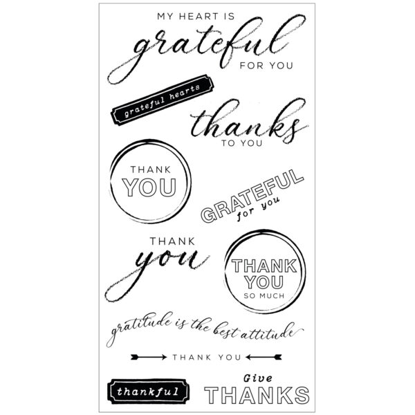Sizzix Clear Stamps 11PK w/4PK Framelits Die - Thankful Sentiments by 49 and Market - Image 3