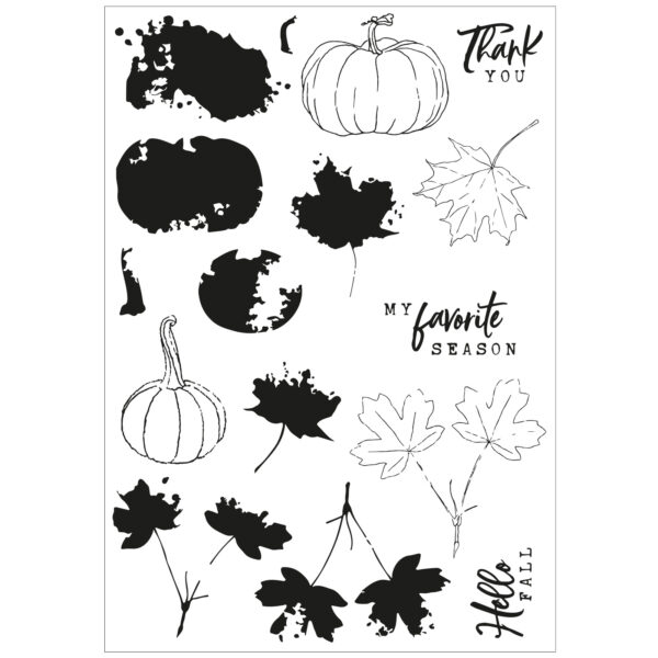 Sizzix A5 Clear Stamps 16PK w/7PK Framelits Die - Pencil Line Harvest by 49 and Market - Image 3