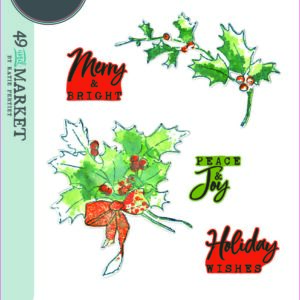 Sizzix A5 Clear Stamps 12PK w/5PK Framelits Die - Pencil Line Holly by 49 and Market