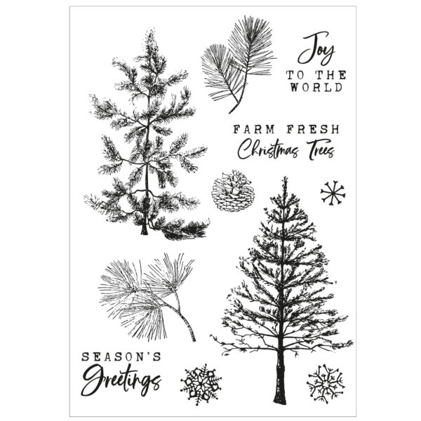 Sizzix A5 Clear Stamps 16PK w/5PK Framelits Die - Pine Holidays by 49 and Market - Image 3