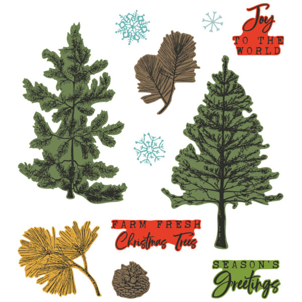 Sizzix A5 Clear Stamps 16PK w/5PK Framelits Die - Pine Holidays by 49 and Market - Image 2