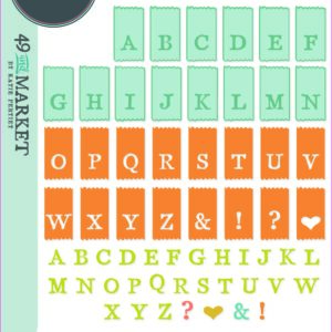 Sizzix A5 Clear Stamps 60PK w/10PK Framelits Die - Tab Stamp Alpha by 49 and Market