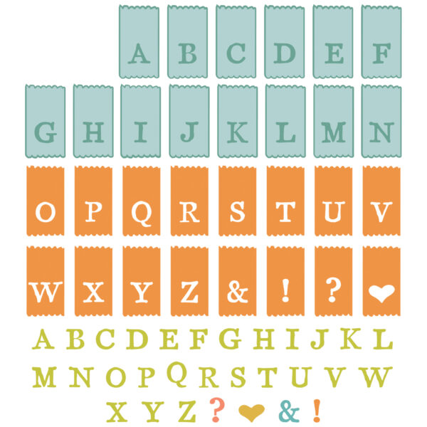 Sizzix A5 Clear Stamps 60PK w/10PK Framelits Die - Tab Stamp Alpha by 49 and Market - Image 2