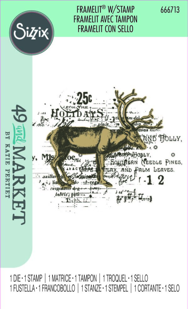 Sizzix Clear Stamp w/Framelit Die - Reindeer Mix Cluster by 49 and Market
