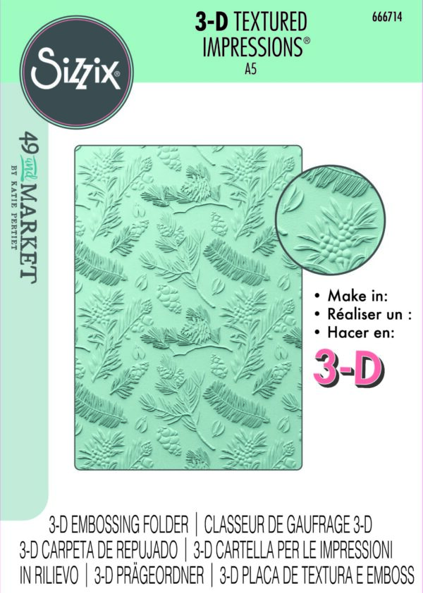 Sizzix 3D Textured Impressions A5 Embossing Folder - Pines by 49 and Market