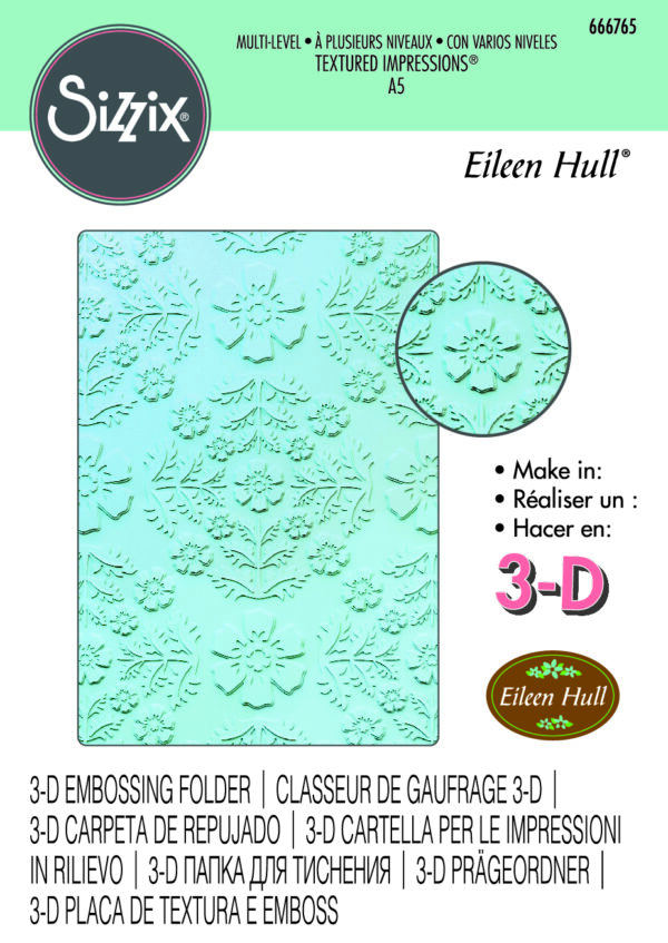 Sizzix Multi-Level Textured Impressions A5 Embossing Folder - Floral Damask by Eileen Hull