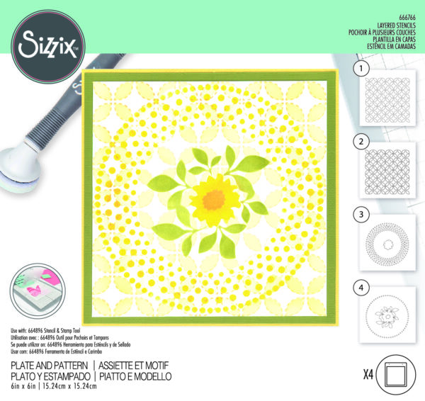 Sizzix Layered Stencils 4PK - Plate and Pattern by Eileen Hull
