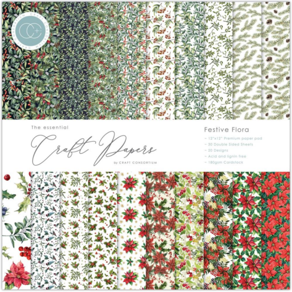 Craft Consortium Double-Sided Paper Pad 12"X12" -- Festive Flora