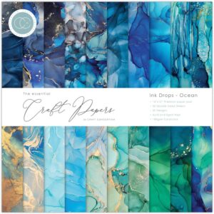 Craft Consortium Double-Sided Paper Pad 12"X12" -- Ink Drops, Ocean