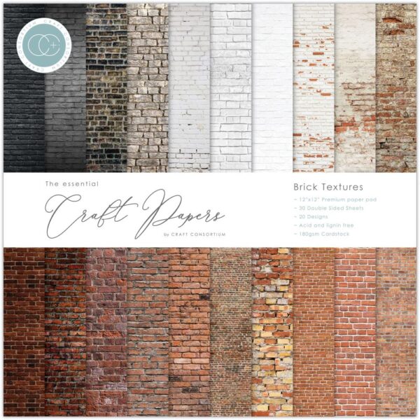 Craft Consortium Double-Sided Paper Pad 12"X12" -- Brick Textures