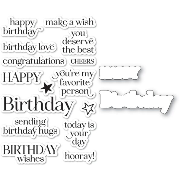 Memory Box Clear Stamp & Die Set -- Birthday Chic CL5288D
