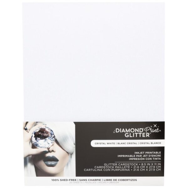 Harmony Paper Inkjet Printable Glitter Cardstock -- Crystal White