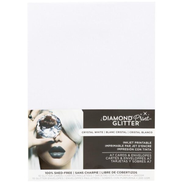 Harmony Paper Inkjet Printable Glitter A-7 Cards & Envelopes -- Crystal White