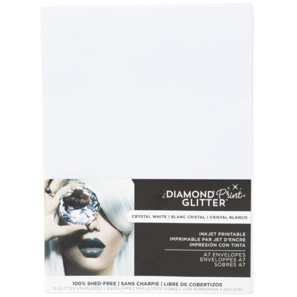 Harmony Paper Inkjet Printable Glitter A-7 Envelopes -- Crystal White