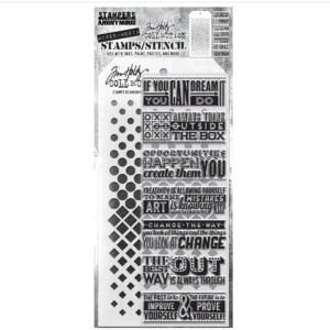 Tim Holtz Mixed-Media Stamps & Stencil Set -- Motivation 1, Gradient Dot and Gradient Square